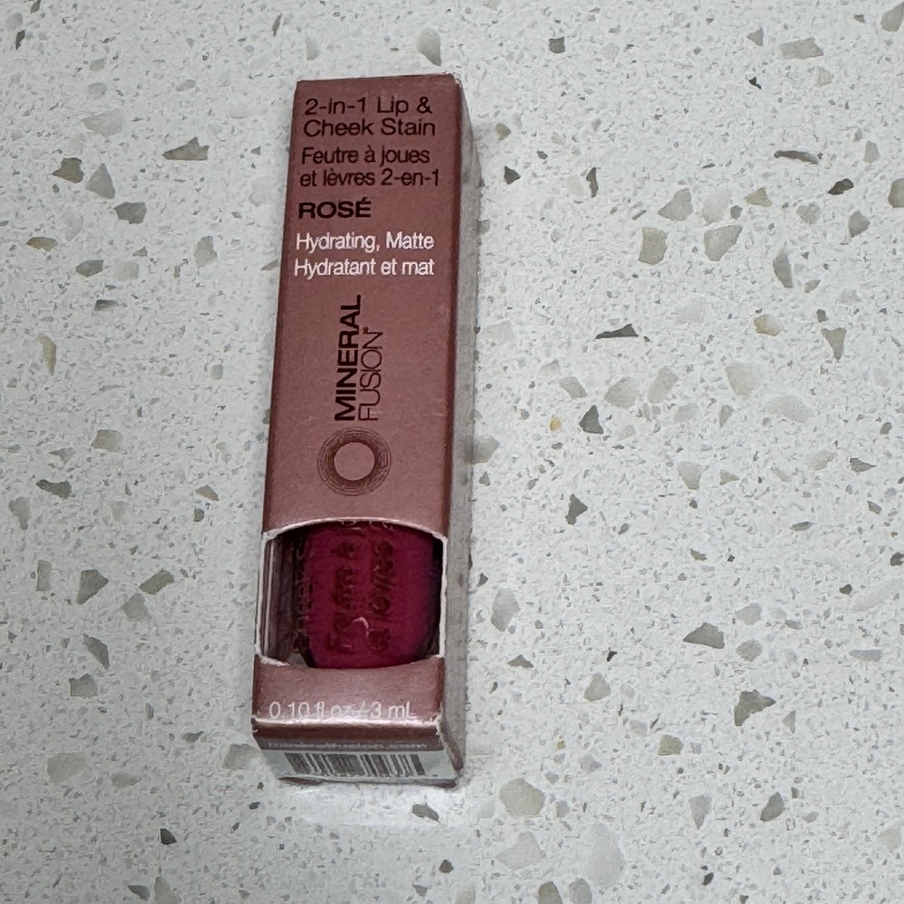 Mineral Fusion 2-in-1 Lip & Cheek Stain Rosé Hydrating Matte 0.10oz 3mL NIB